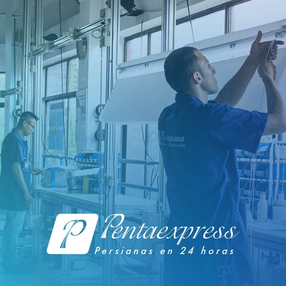 Persona trabajando unas Cortinas y Persianas para ventanas Pentagrama