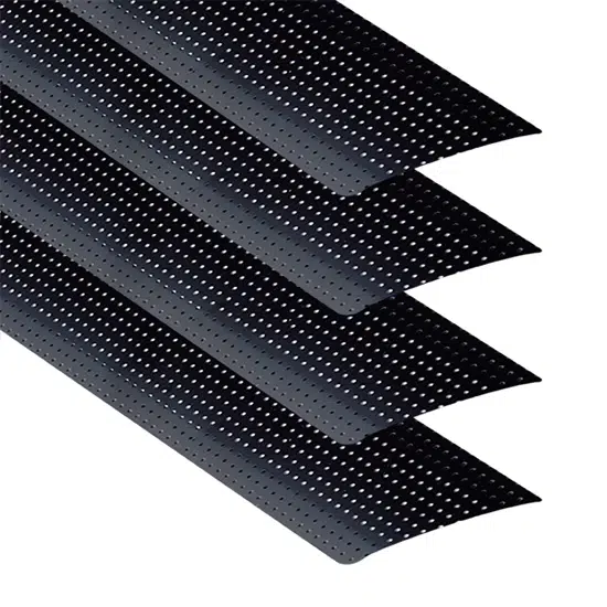 Detalle de nuestras laminas de las persianas de aluminio mini 25 mm perforados en color negro
